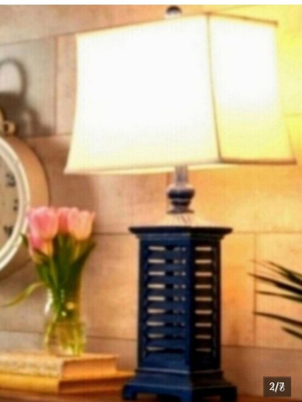 Lamp W/ Shade,,28" high,,Valeri Parhill/Qvc- Brand New,Matte Black) SHUTTER LAMP